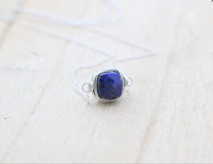 LAPIS LAZULI BEZEL STYLE NECKLACE - STERLING SILVER