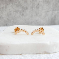 Gold Dotted Arc Stud Earrings