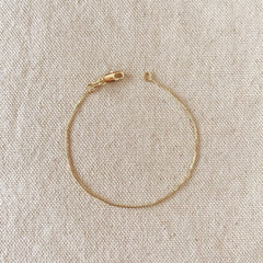Gold .5mm Box Chain Bracelet, Size 7 in.