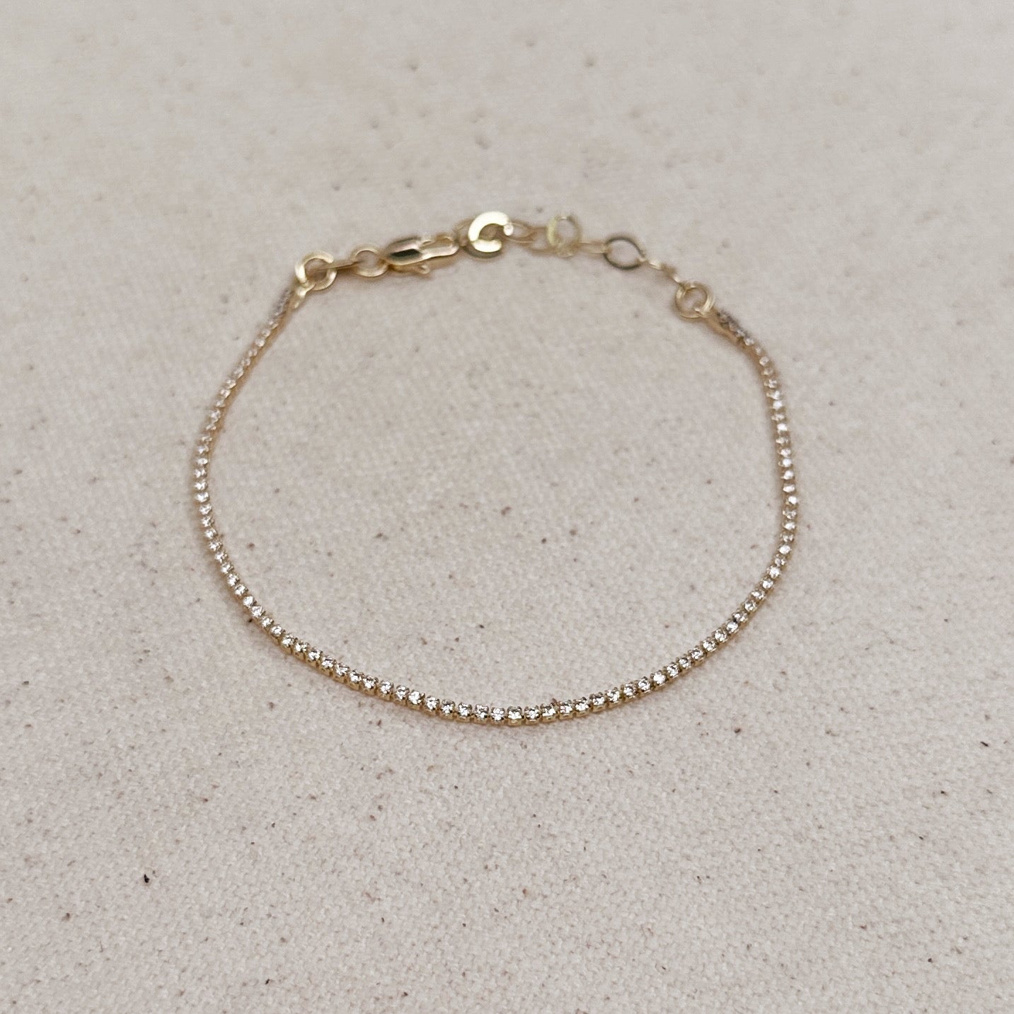 Gold 1.2mm CZ Tennis Bracelet