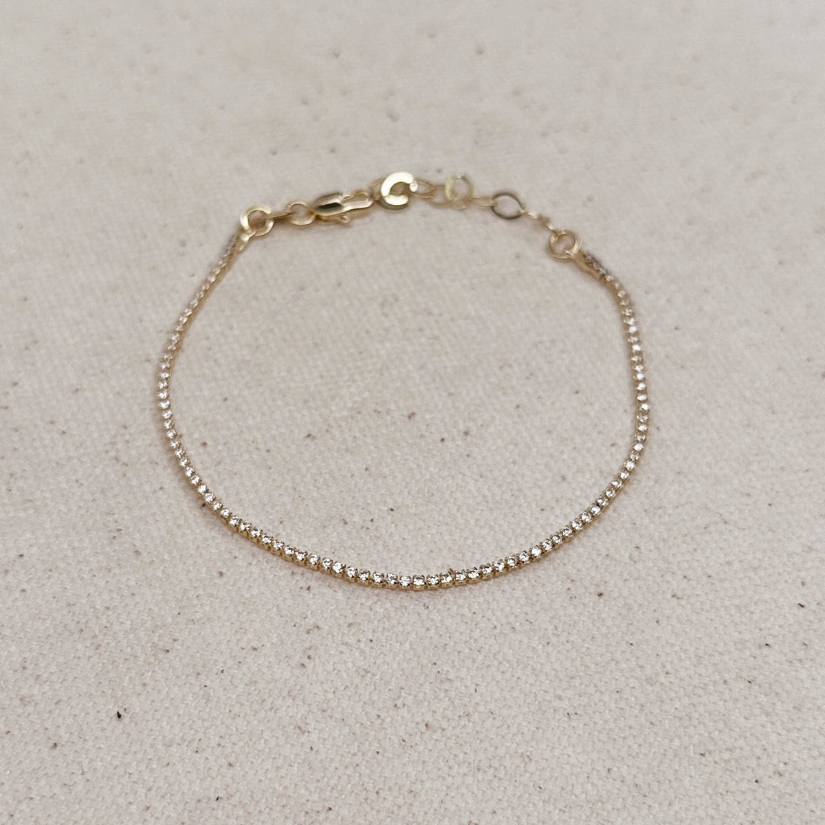 Gold 1.2mm CZ Tennis Bracelet