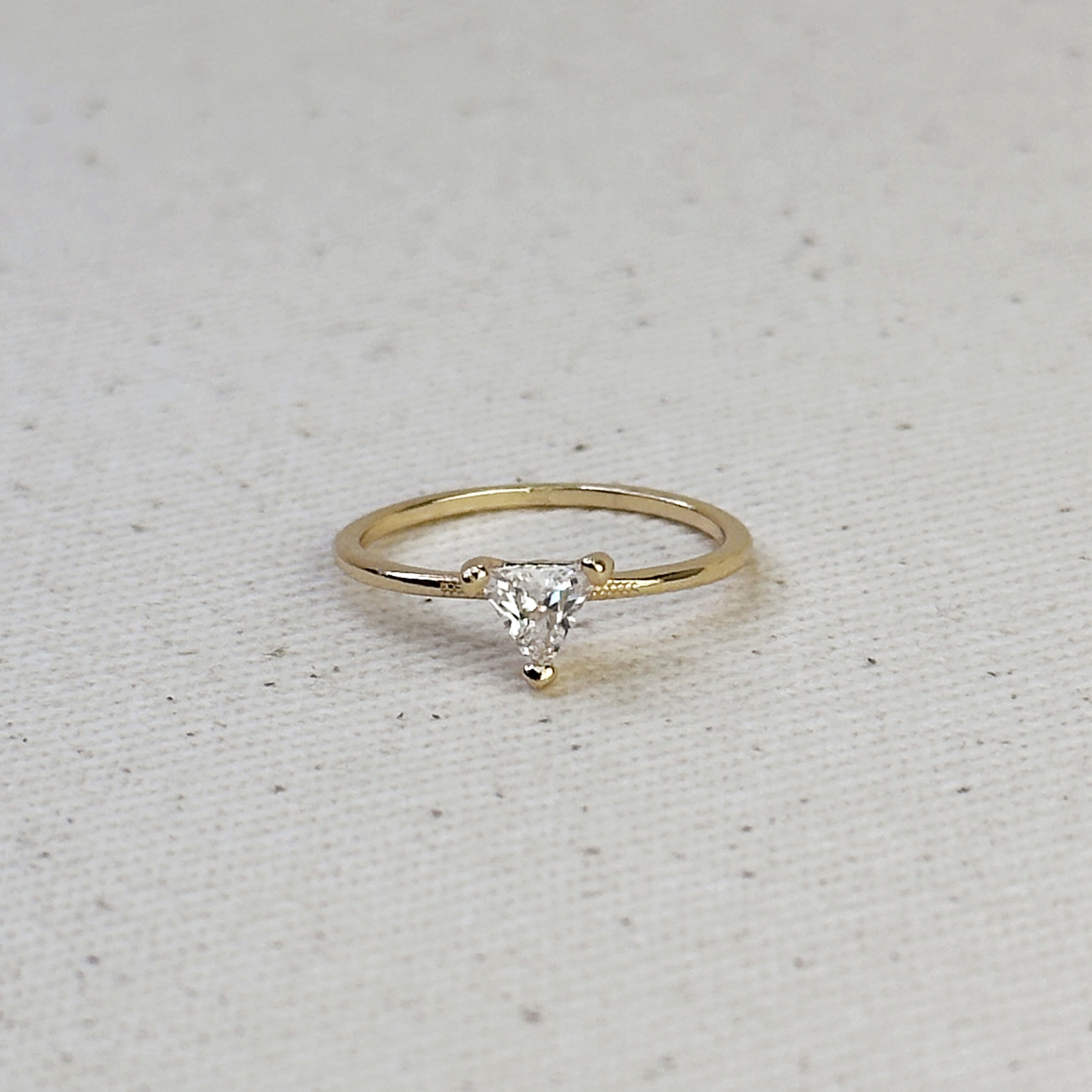 Gold Trillion CZ Solitaire Ring