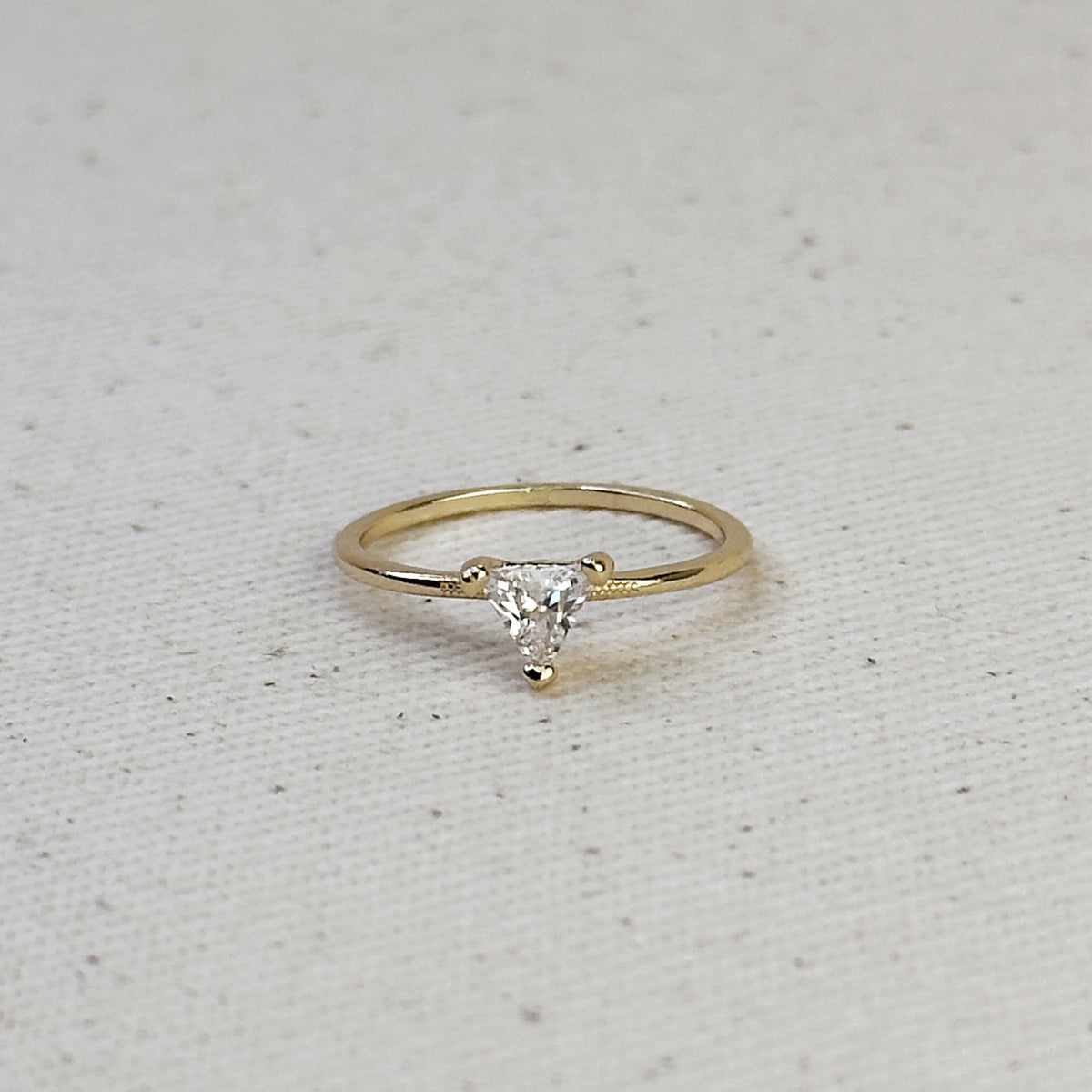 Gold Trillion CZ Solitaire Ring