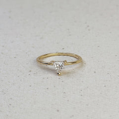 Gold Trillion CZ Solitaire Ring