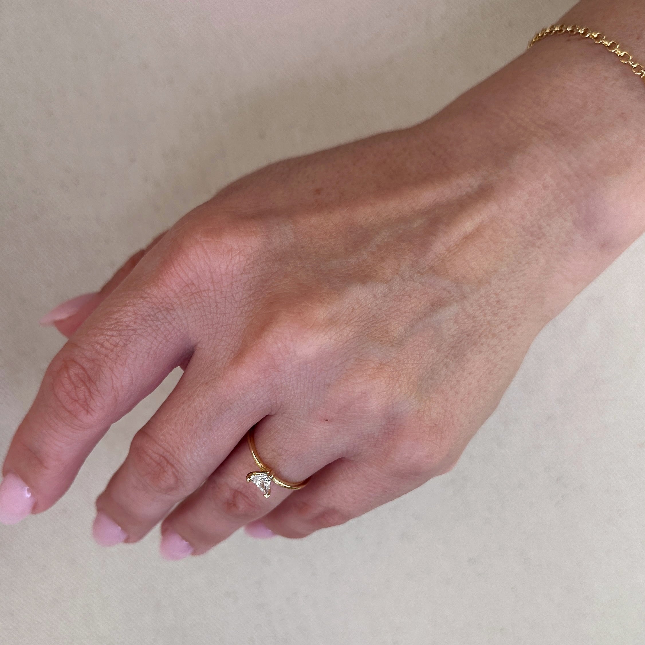 Gold Trillion CZ Solitaire Ring