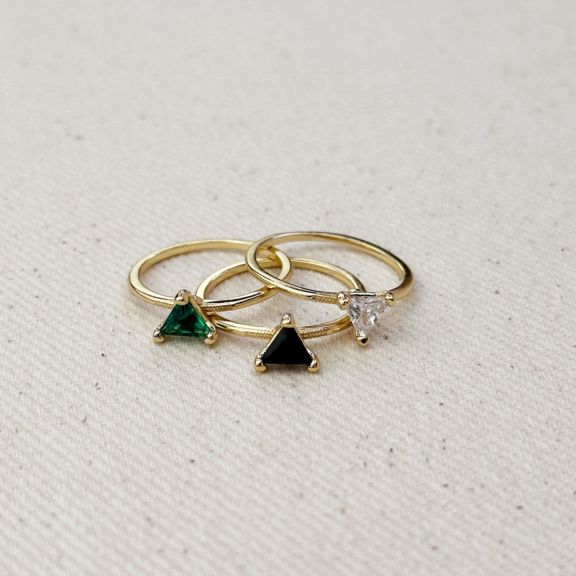 Gold Trillion CZ Solitaire Ring