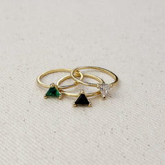 Gold Trillion CZ Solitaire Ring