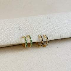 Annie Gold Colored CZ Hoop Earrings