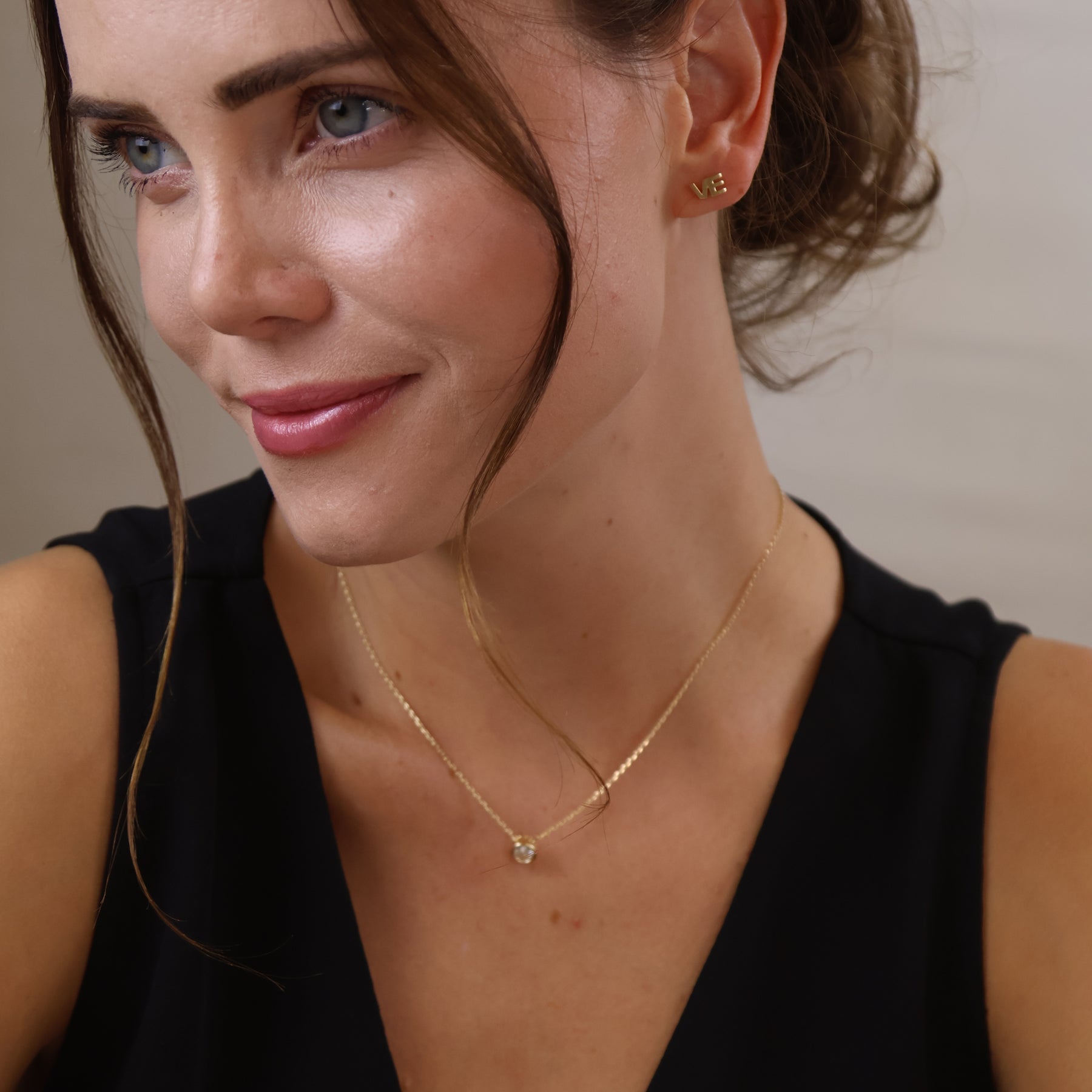 Gold Solitaire CZ Necklace