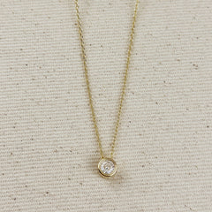 Gold Solitaire CZ Necklace
