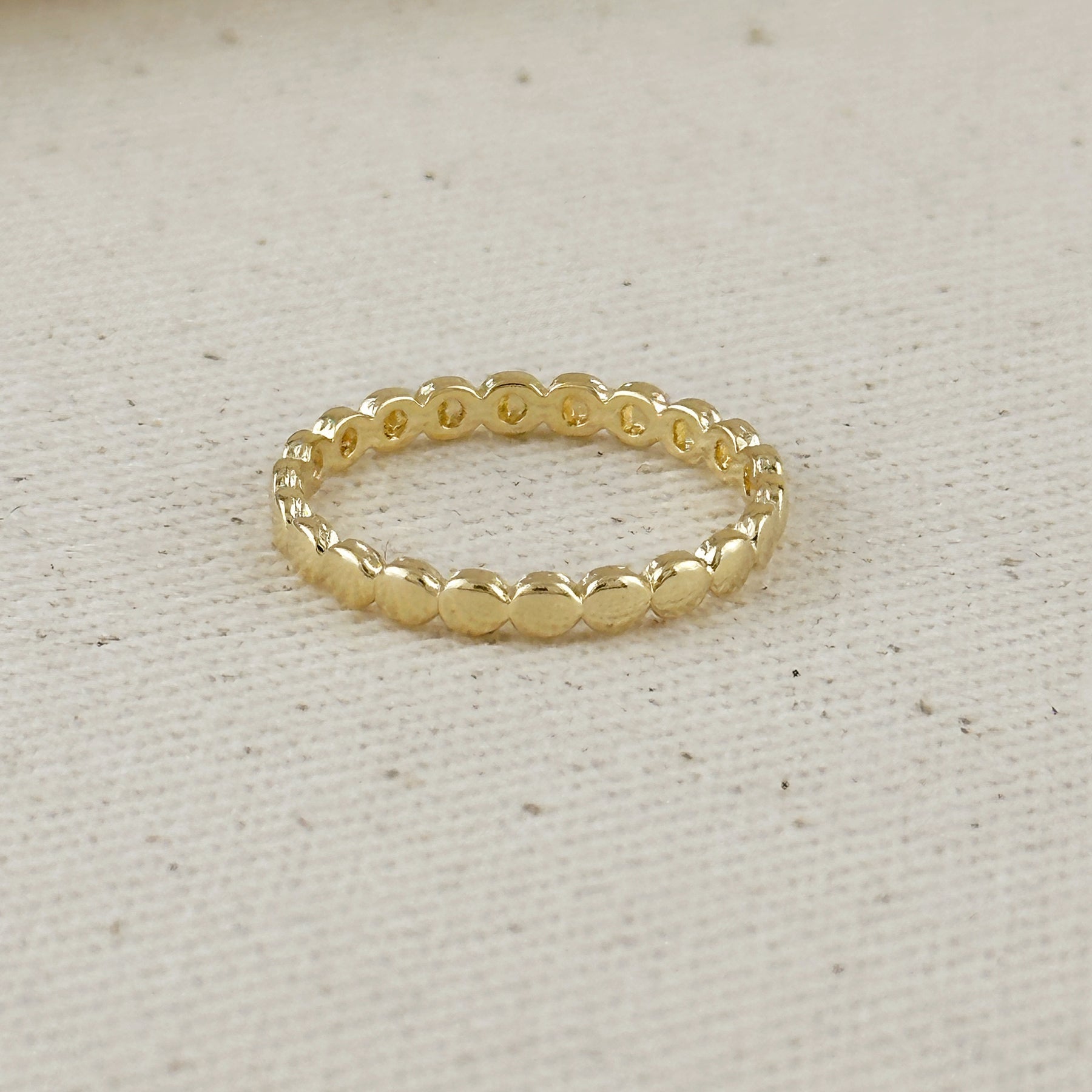 Gold Flat Beaded Band Ring