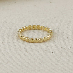 Gold Flat Beaded Band Ring