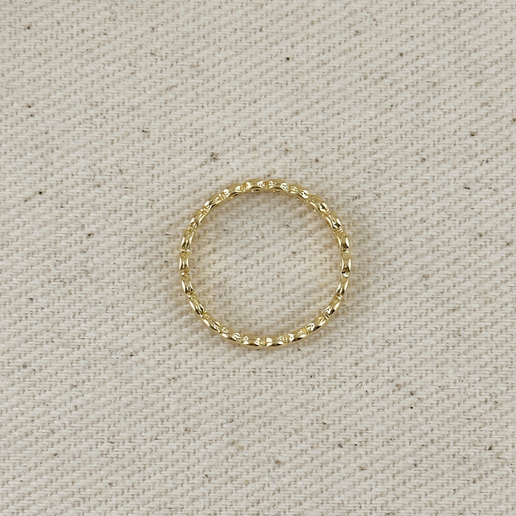 Gold Flat Beaded Band Ring