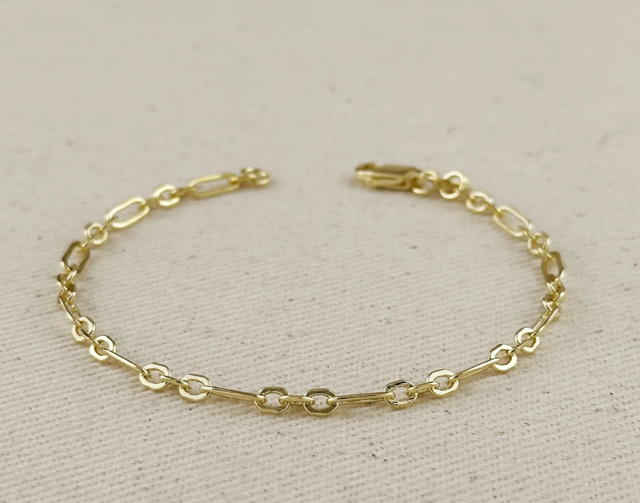 18K Gold Filled 3x1 Alternated Paperclip Bracelet