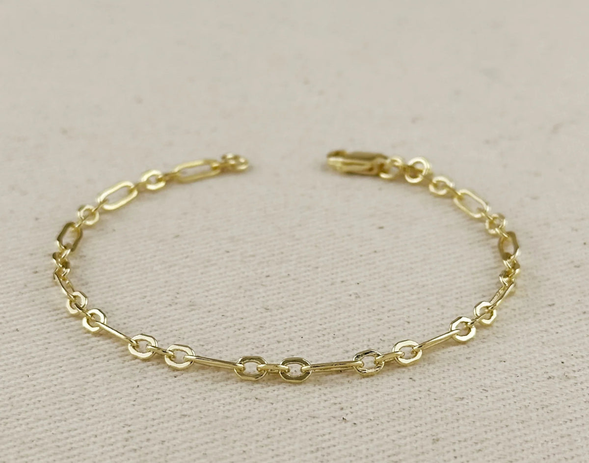 18K Gold Filled 3x1 Alternated Paperclip Bracelet