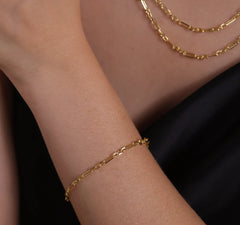 18K Gold Filled 3x1 Alternated Paperclip Bracelet