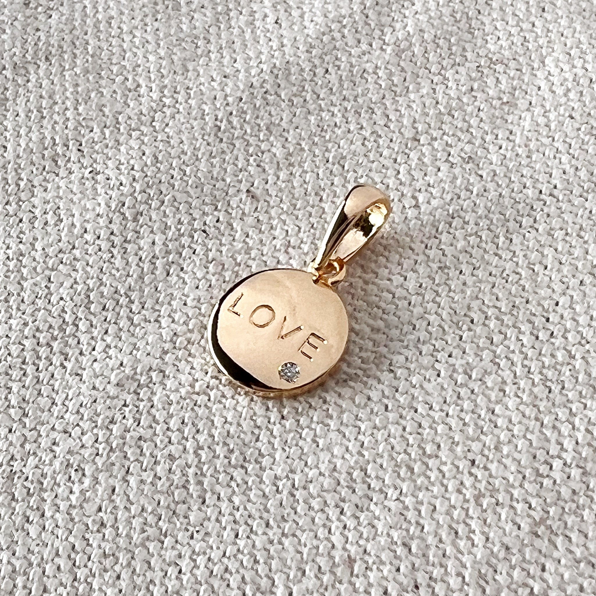 Mini Diamond GF Circle Love Charm with CZ