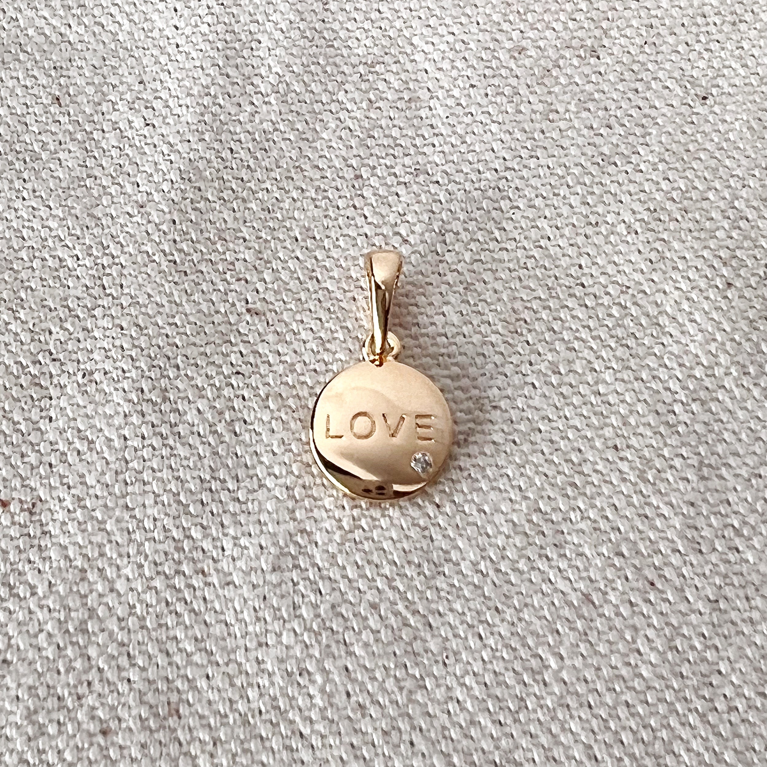 Mini Diamond GF Circle Love Charm with CZ