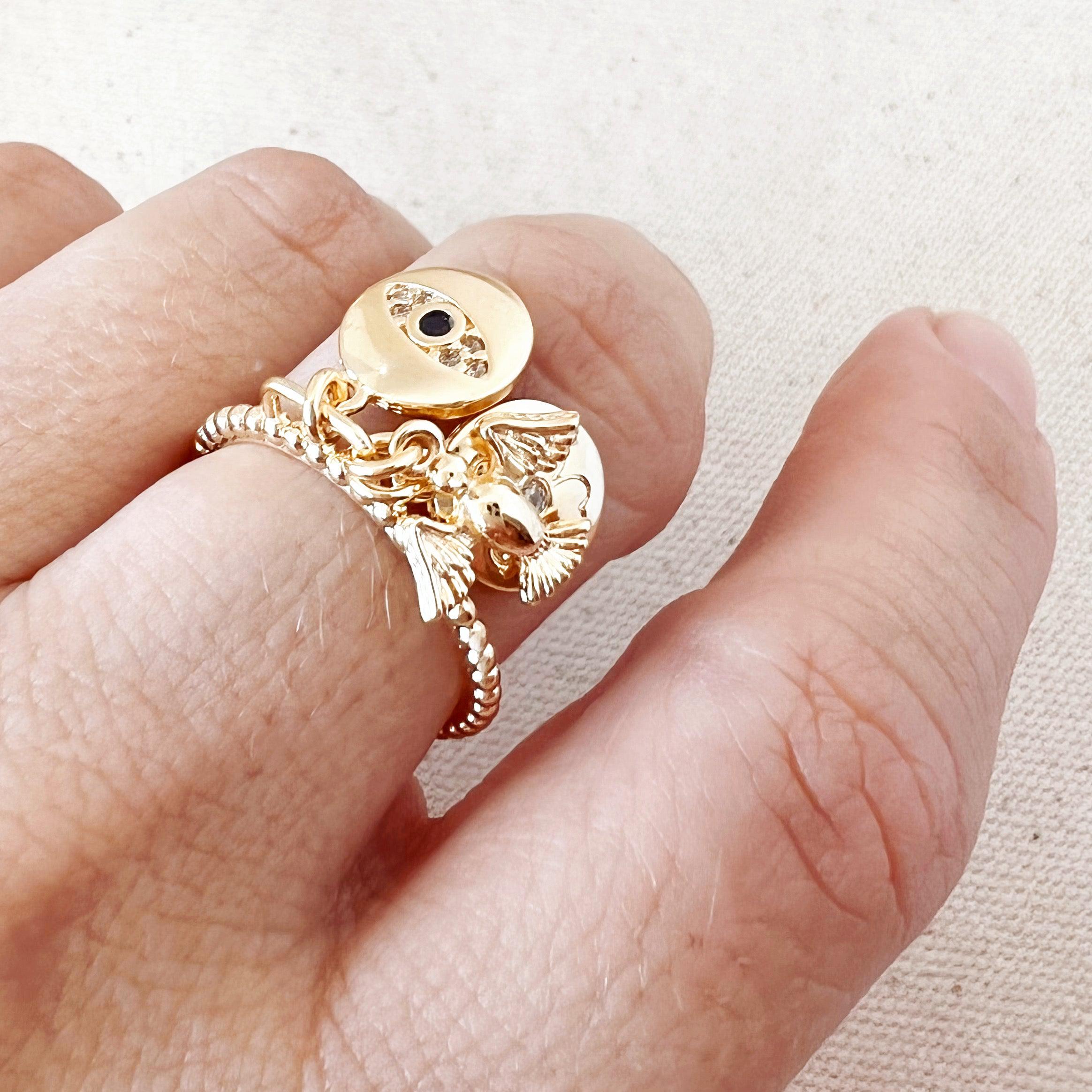 Gold Protection Charms Ring