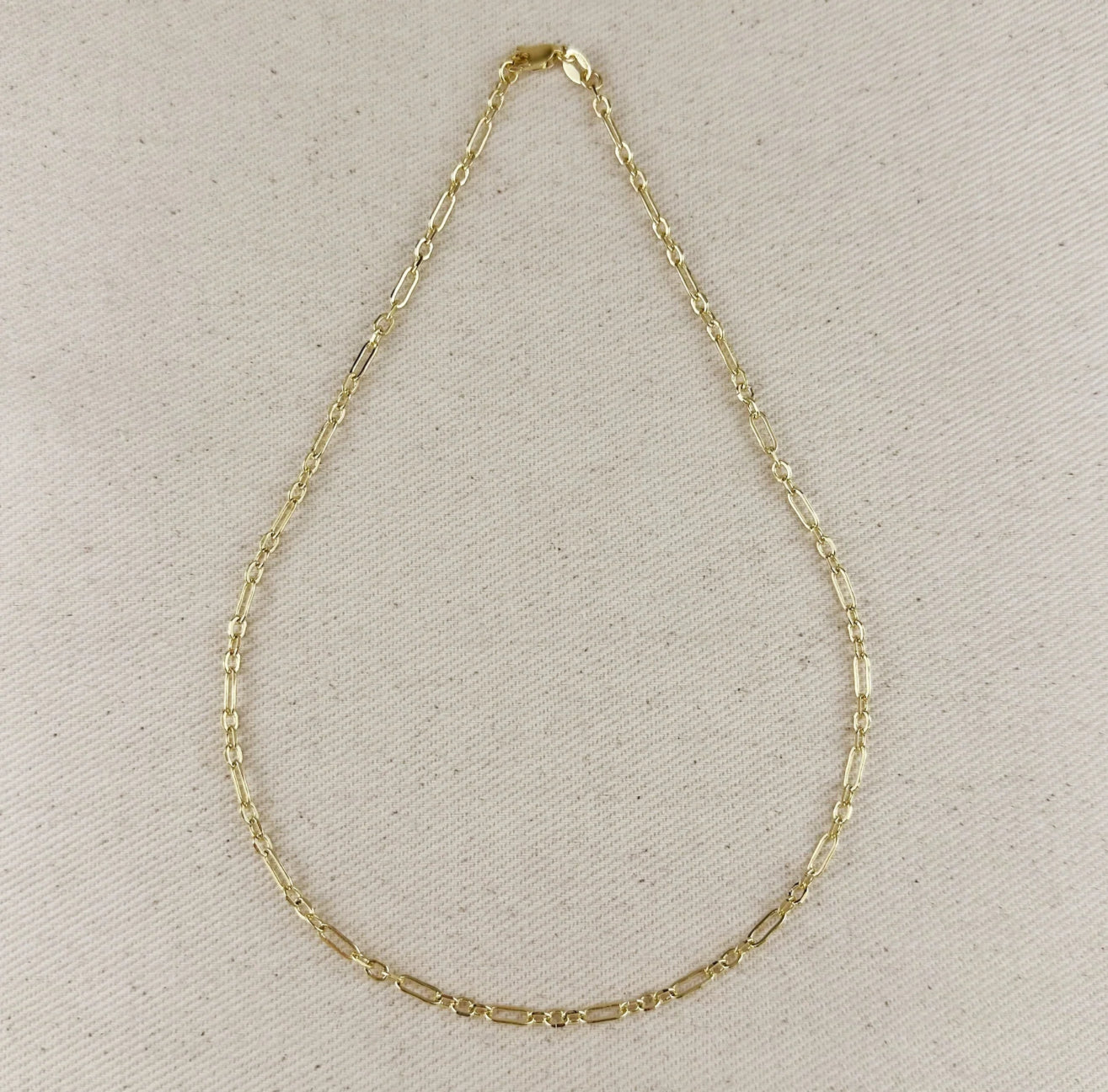 18k Gold Filled 3x1 Alternated Paperclip Necklace