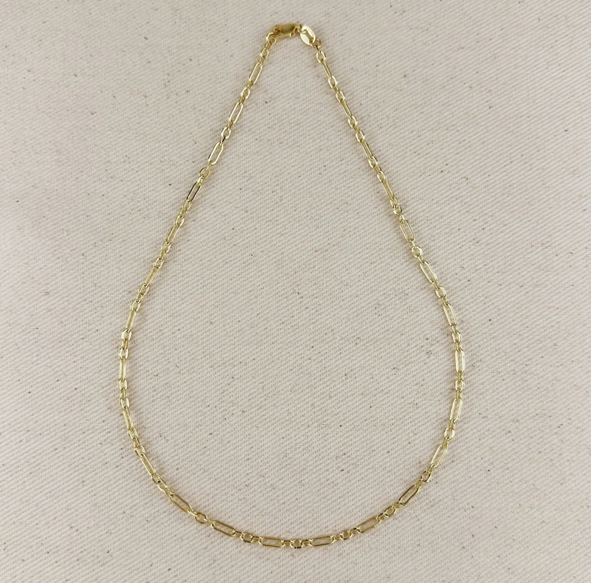 18k Gold Filled 3x1 Alternated Paperclip Necklace