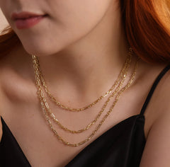 18k Gold Filled 3x1 Alternated Paperclip Necklace
