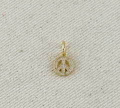 18k Gold Filled CZ Peace Sign Charm