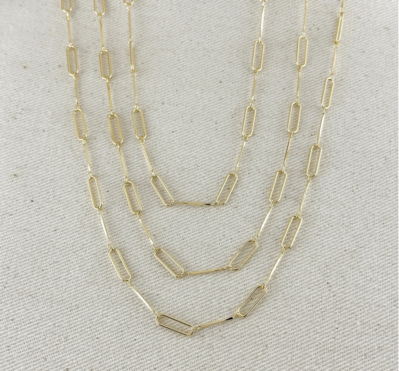 18k Gold Filled Paperclip & Straw Chain