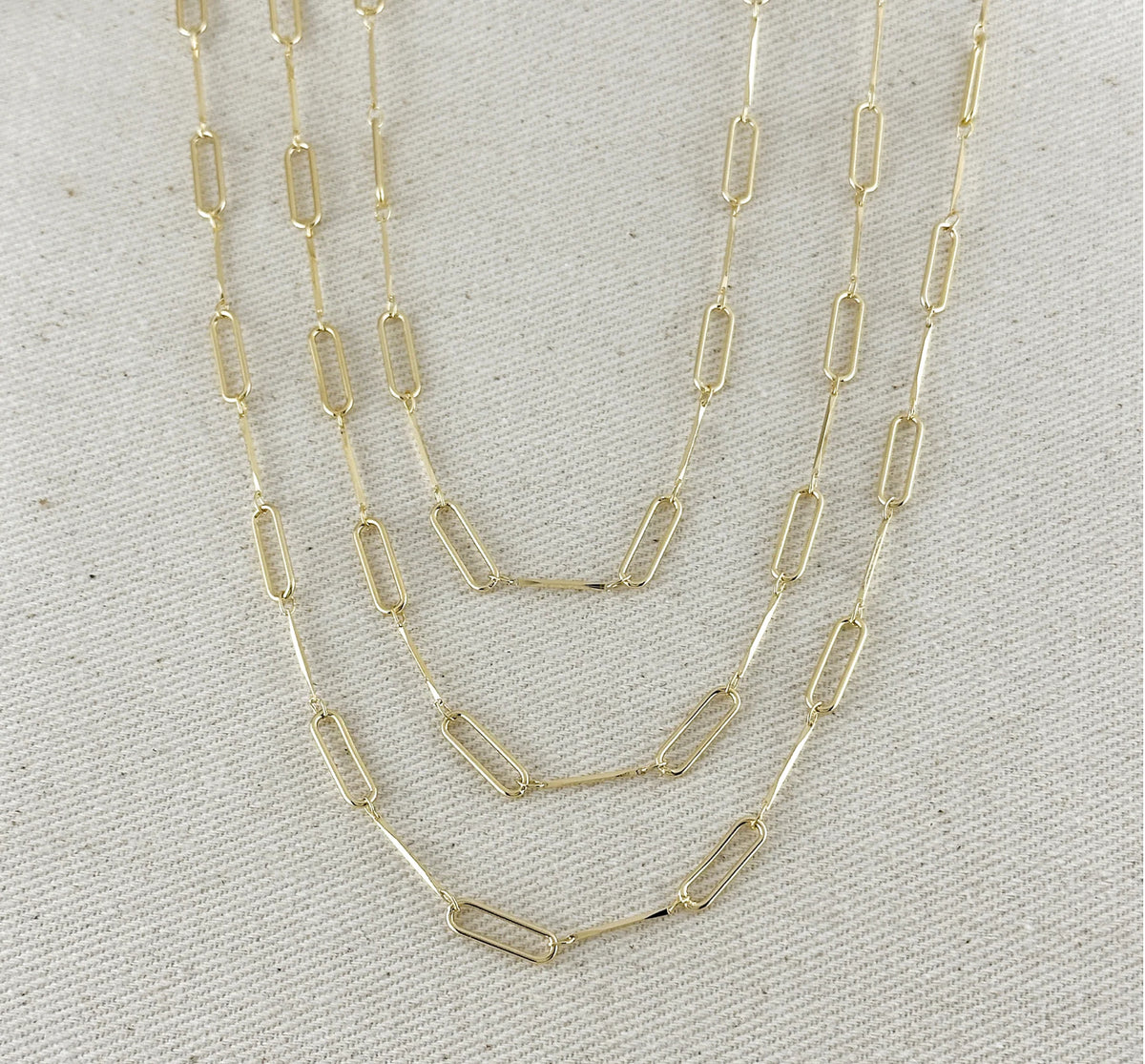18k Gold Filled Paperclip & Straw Chain