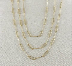 18k Gold Filled Paperclip & Straw Chain