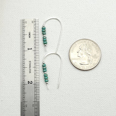 Silver Threader Earrings With Turquoise Seed