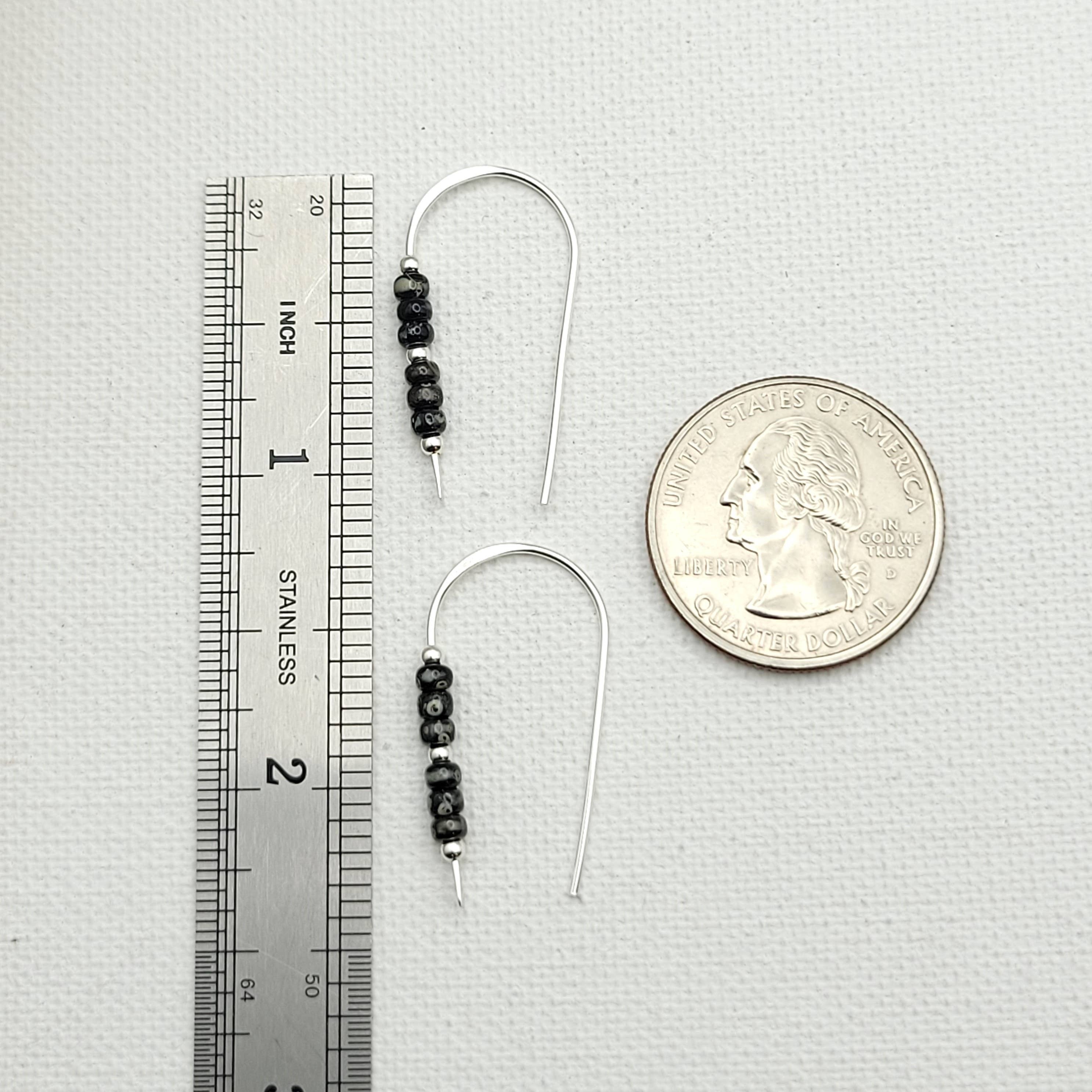 Silver Threader Earrings With Black Seed