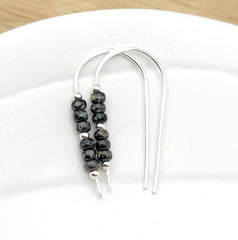 Silver Threader Earrings With Black Seed