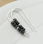 Silver Threader Earrings With Black Seed