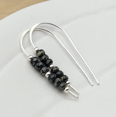 Silver Threader Earrings With Black Seed