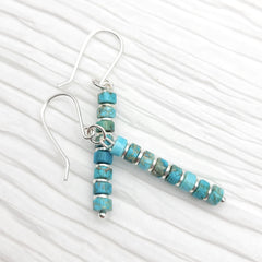 Vibrant Blue Turquoise Dangle Boho Earrings