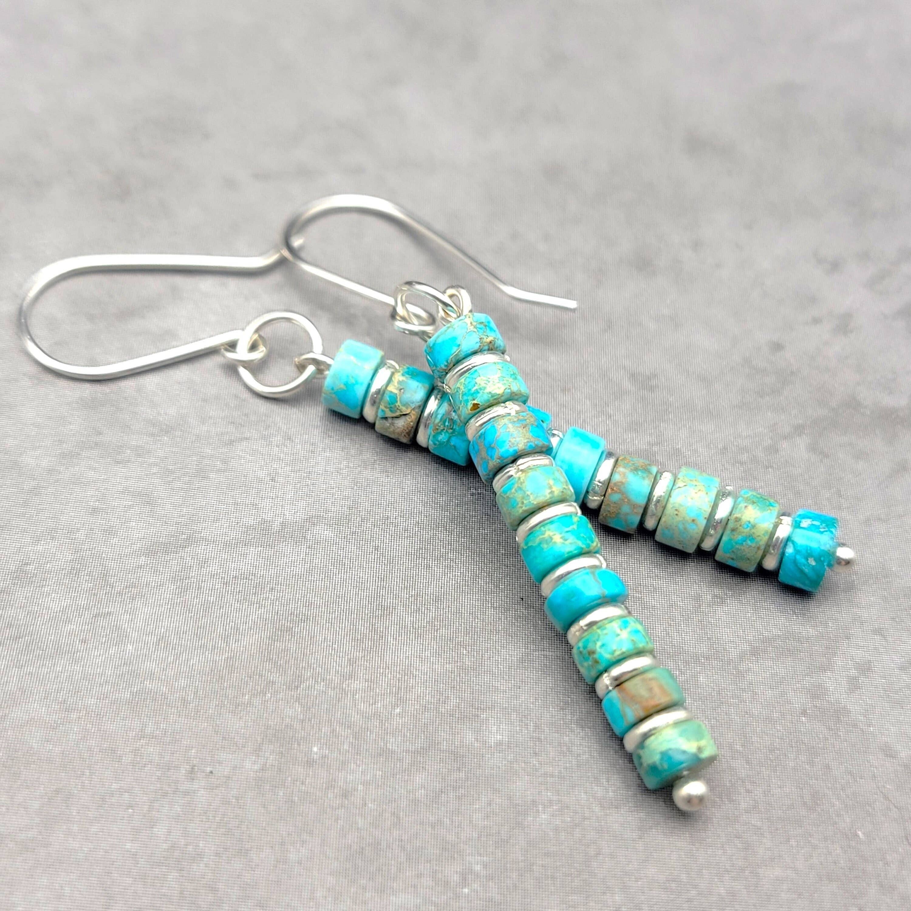 Vibrant Blue Turquoise Dangle Boho Earrings