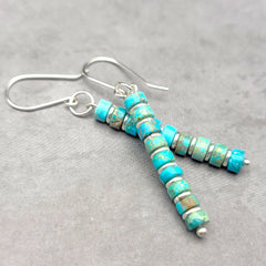 Vibrant Blue Turquoise Dangle Boho Earrings