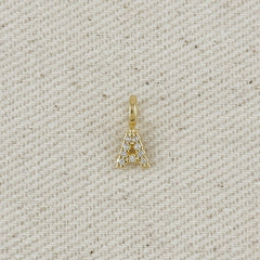 Gold Micro CZ Initial Letter Charm