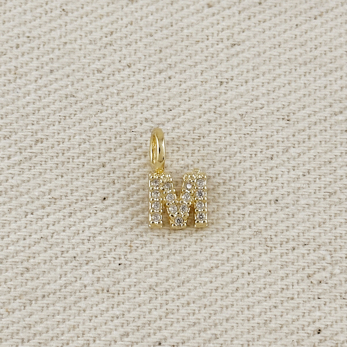 Gold Micro CZ Initial Letter Charm