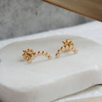 Gold Dotted Arc Stud Earrings