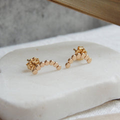 Gold Dotted Arc Stud Earrings