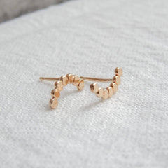 Gold Dotted Arc Stud Earrings