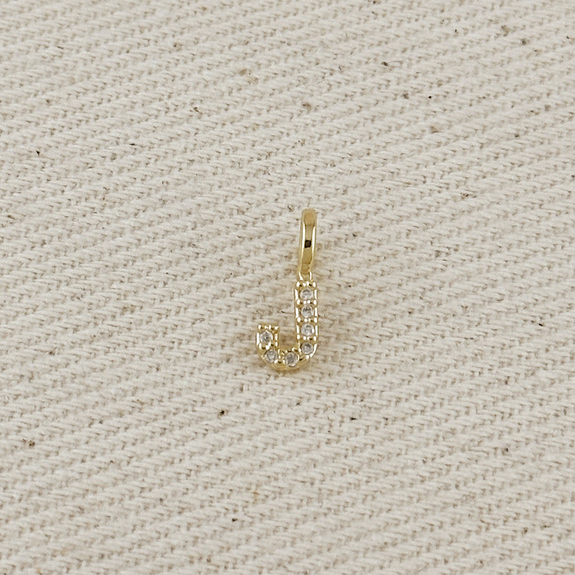 Gold Micro CZ Initial Letter Charm