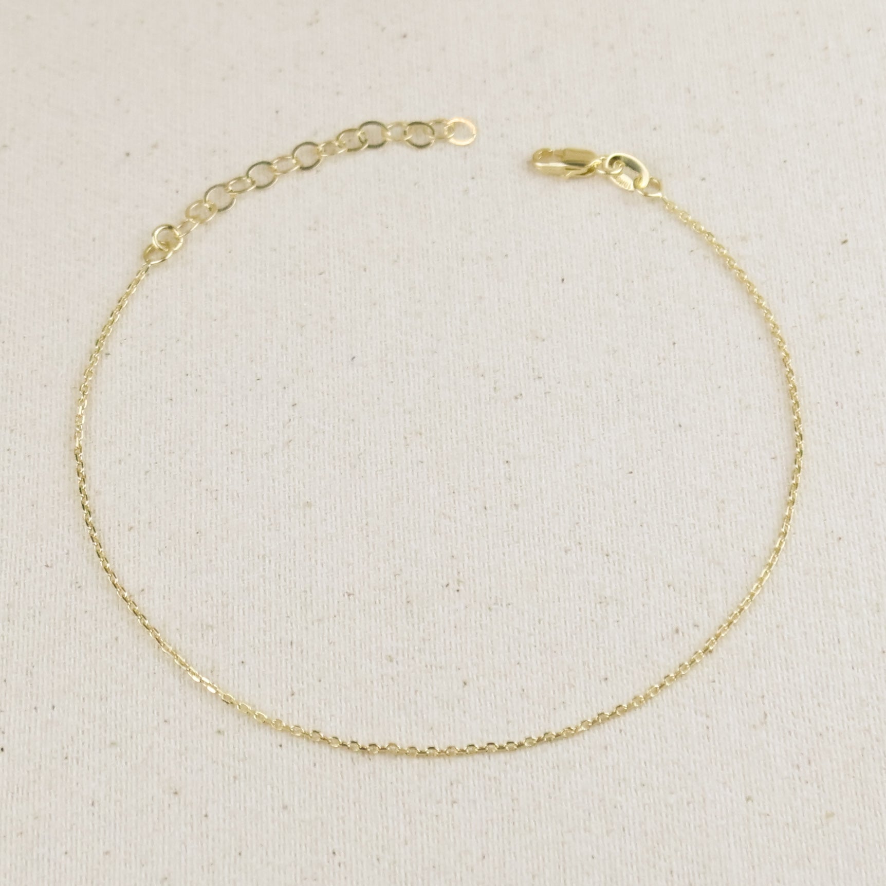 Gold .9mm Link Chain Anklet, Size 9 in.