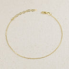 Gold .9mm Link Chain Anklet, Size 9 in.