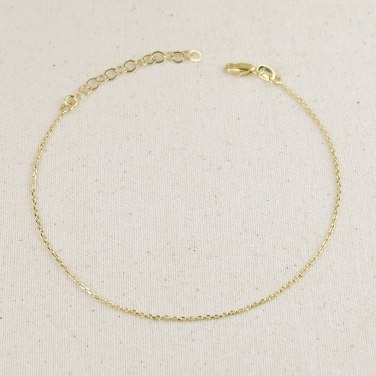 Gold .9mm Link Chain Anklet, Size 9 in.
