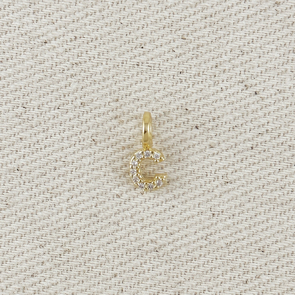 Gold Micro CZ Initial Letter Charm