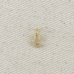 Gold Micro CZ Initial Letter Charm