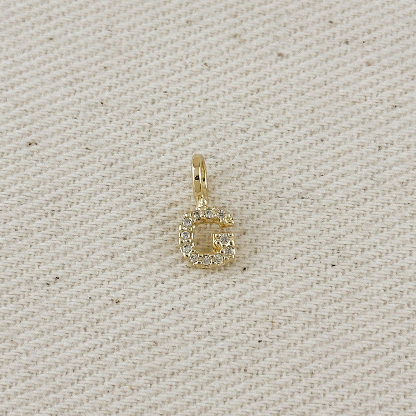Gold Micro CZ Initial Letter Charm